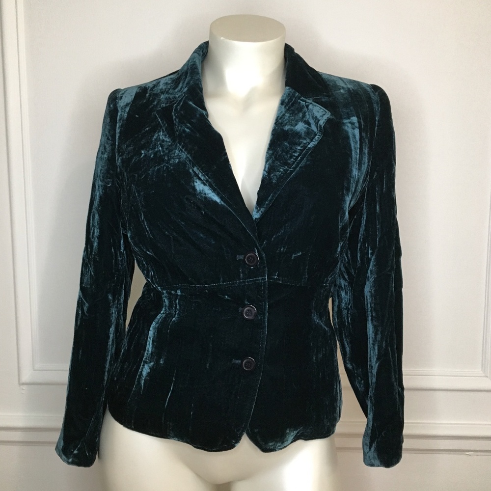 Dark Teal Velvet Blazer NWOT